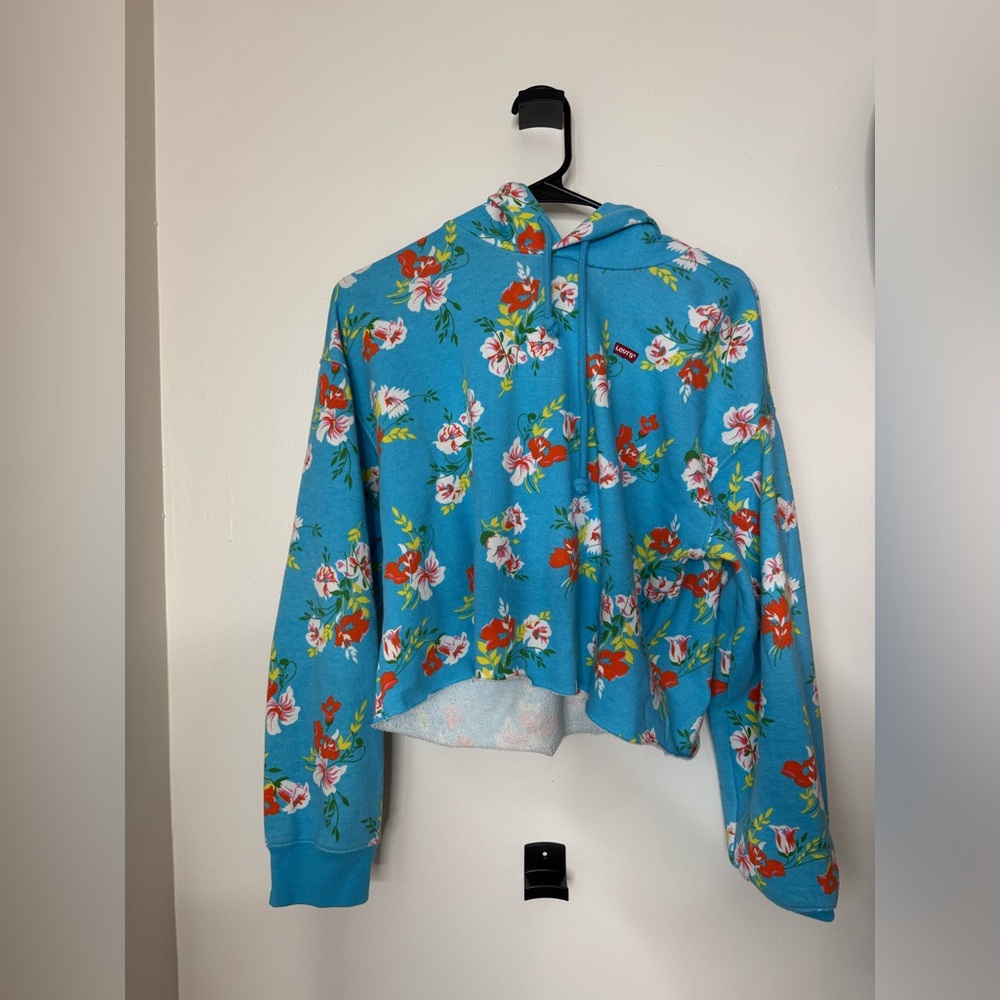 Levi's Light Blue Hoodie with Floral Accents